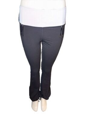 lululemon athletica Row Rise Black Jogger Pants with White Fold-Over Waistband